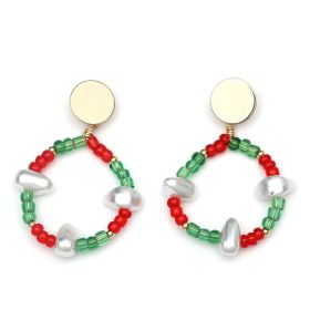 European And American Holiday Ornaments Christmas Color Bead Earrings