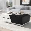 Modern Extendable Sliding Top Coffee Table with Storage in White&Black