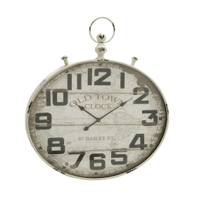 DecMode 36" White Metal Pocket watch Style Wall Clock