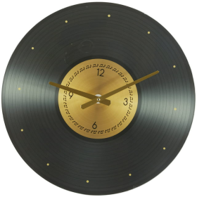 The Novogratz 20" Black Glass Musical Notes Record Style Wall Clock