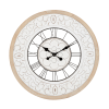 DecMode 32" White Wood Floral Carved Wall Clock