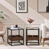 17.72" Modern Coffee Table Side Table With Storage Shelf and Metal Table Legs for Bedroom,Living Room (set of 2)