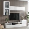 ON-TREND High Gloss TV Stand with Ample Storage Space, Media Console for TVs Up to 75", Versatile Entertainment Center with Wall Mounted Floating Stor