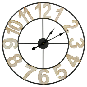 24" Metal Framed Round Wall Clock with Block Numbers