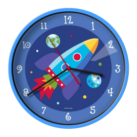 Wildkin Kids Wall Clock for Boy sand Girls, Features Silent Quartz Movement, 12 Inch (Out of this World Blue)