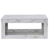 Modern Coffee Table with LED Light, Faux Marble High Glossy Coffee End Table with Open Storage for Living Room