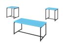 GT 3 Piece Blue Carbon Fiber Wrap Coffee Table and End Table Set