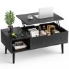 Sweetcrispy Lift Top Coffee Storage Wood Tables with Hidden Compartment Small Dining Desk for Home Living Room Office