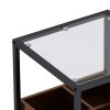 17.72" Modern Coffee Table Side Table With Storage Shelf and Metal Table Legs for Bedroom,Living Room (set of 2)