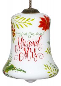 Mr. & Mrs. First Christmas Hand Painted Glass Hanging Ornament