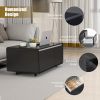 Modern Smart Coffee Table with Built-in Fridge, Wireless Charging, Power Socket, USB Interface, Outlet Protection, Mechanical Temperature Control and