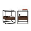 17.72" Modern Coffee Table Side Table With Storage Shelf and Metal Table Legs for Bedroom,Living Room (set of 2)