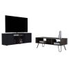 Katalla 2 Piece Living Room Set, Dallas TV Stand + Vassel Coffee Table, Black / Espresso