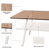 Rectangle Coffee Table, Tempered Glass Tabletop with White Metal Legs, Modern Table for Living Room , Brown Glass