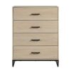 Industrial 4 Drawer Dresser, Bedroom, Beige Oak