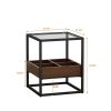 17.72" Modern Coffee Table Side Table With Storage Shelf and Metal Table Legs for Bedroom,Living Room (set of 2)