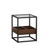 17.72" Modern Coffee Table Side Table With Storage Shelf and Metal Table Legs for Bedroom,Living Room (set of 2)