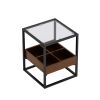 17.72" Modern Coffee Table Side Table With Storage Shelf and Metal Table Legs for Bedroom,Living Room (set of 2)