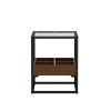 17.72" Modern Coffee Table Side Table With Storage Shelf and Metal Table Legs for Bedroom,Living Room (set of 2)