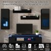 ON-TREND Stylish Functional TV stand, 5 Pieces Floating TV Stand Set, High Gloss Wall Mounted Entertainment Center with 16-color LED Light Strips for