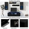 ON-TREND Stylish Functional TV stand, 5 Pieces Floating TV Stand Set, High Gloss Wall Mounted Entertainment Center with 16-color LED Light Strips for