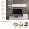 ON-TREND High Gloss TV Stand with Ample Storage Space, Media Console for TVs Up to 75", Versatile Entertainment Center with Wall Mounted Floating Stor