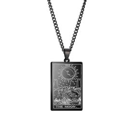 Apollo Tarot Stainless Steel Real Gold Plating Pendant Religious Ornament Christmas Gift Men's Sweater Necklace (Color: Black)