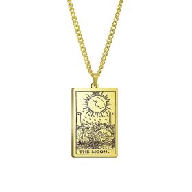 Apollo Tarot Stainless Steel Real Gold Plating Pendant Religious Ornament Christmas Gift Men's Sweater Necklace (Color: Gold)