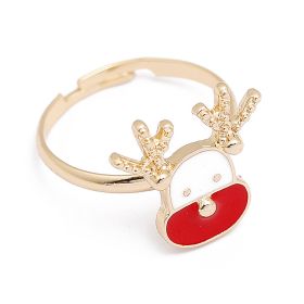 European And American Christmas Ornament Cartoon Children's Ring Snowman Elk Christmas Tree Snowflake Finger (Color: E11576, size: Adjustable Opening)