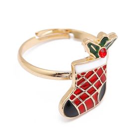 European And American Christmas Ornament Cartoon Children's Ring Snowman Elk Christmas Tree Snowflake Finger (Color: E11572, size: Adjustable Opening)