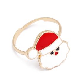 European And American Christmas Ornament Cartoon Children's Ring Snowman Elk Christmas Tree Snowflake Finger (Color: E11578, size: Adjustable Opening)