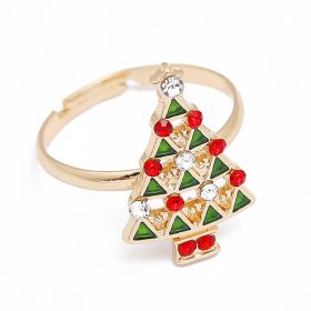 European And American Christmas Ornament Cartoon Children's Ring Snowman Elk Christmas Tree Snowflake Finger (Color: E115710, size: Adjustable Opening)