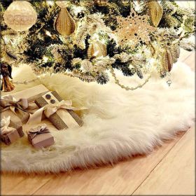 White Christmas Tree Skirt Base Faux Fur Xmas Floor Mat Ornaments Decoration (size: 78cm)