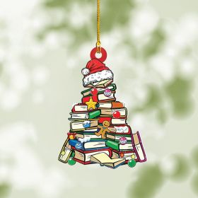 Book Lovers Heart Ornament, Reading Book Christmas Ornament (Color: C)