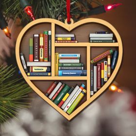 Book Lovers Heart Ornament, Reading Book Christmas Ornament (Color: G)