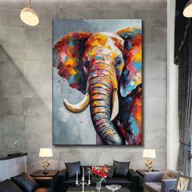 Hand Painted Oil Painting Boho Wall decor Colorful elephant Oil Painting on Canvas animal painting art large 3d wall art original painting Texture Acr (style: 1, size: 150x220cm)