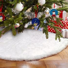 Christmas Tree Skirt, Jacquard Cashmere Snow Flake Xmas Holiday Decoration Ornament (Color: White 1, size: 90cm)