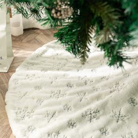 Christmas Tree Skirt, Jacquard Cashmere Snow Flake Xmas Holiday Decoration Ornament (Color: White 2, size: 120CM)