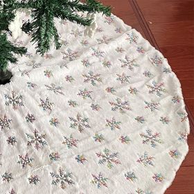 Christmas Tree Skirt, Jacquard Cashmere Snow Flake Xmas Holiday Decoration Ornament (Color: White 3, size: 120CM)