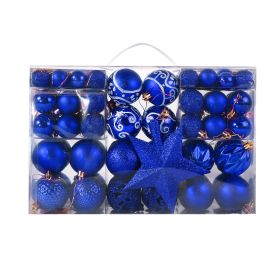 Christmas Ornaments Openwork Painted Christmas Ball Gift Box Set Christmas Tree Decoration Pendant (Color: Blue, size: 34*23*12cm)