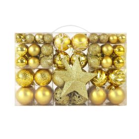 Christmas Ornaments Openwork Painted Christmas Ball Gift Box Set Christmas Tree Decoration Pendant (Color: golden, size: 34*23*12cm)