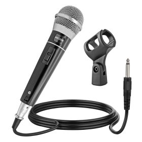 5 Core Premium Handheld Microphone Unidirectional Vocal Dynamic Cardioid Mic W Detachable 10ft XLR Cable Mic Clip Mesh Grille & ON/Off Switch Suited f (Color: Black)