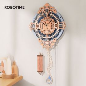 Robotime Rokr Romantic Time Art LC701 EU Style Mechanical Wall Clock 3D Wooden Puzzle Design Building Model Set (style: LC701)