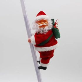 Electric Climbing Ladder Santa Claus Music Doll Christmas Ornament Decoration For Home Christmas Tree Hanging Decor NewYear Gift (Varients: White Ladder)