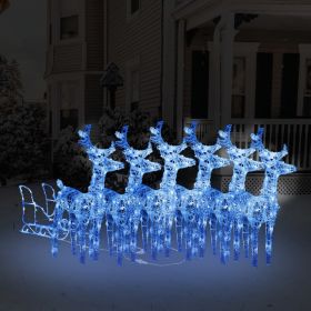 Reindeers & Sleigh Christmas Decoration 320 LEDs Acrylic (Color: Blue)