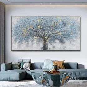 Hand Painted Oil Painting Oil Painting on Canvas Tree Blue Abstract Trees Landscape Modern Oil Painting Original Hand Painted Painting Modern Art (style: 1, size: 40x80cm)