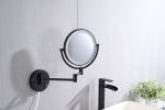 8 Inch LED Wall Mount Two-Sided Magnifying Makeup Vanity Mirror  Extension Finish 1X/3X Magnification Plug 360 Degree Rotation Waterproof Button Shavi