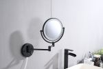 8 Inch LED Wall Mount Two-Sided Magnifying Makeup Vanity Mirror  Extension Finish 1X/3X Magnification Plug 360 Degree Rotation Waterproof Button Shavi