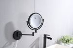 8 Inch LED Wall Mount Two-Sided Magnifying Makeup Vanity Mirror  Extension Finish 1X/3X Magnification Plug 360 Degree Rotation Waterproof Button Shavi